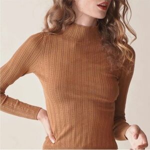 Doen Oslo Pointelle Turtleneck in Toasted Pecan